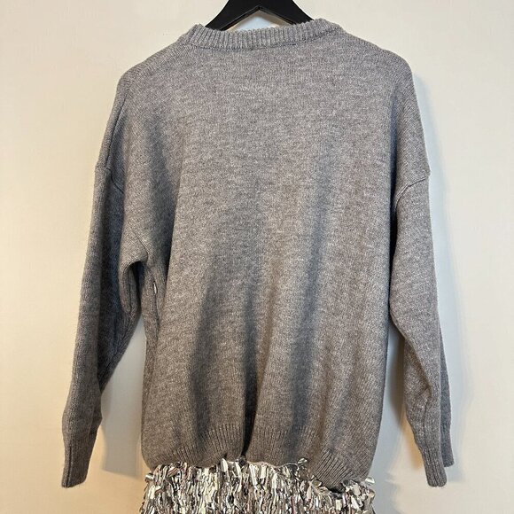 ANTHROPOLOGIE Mare Mare Long-Sleeve Knit Sequin Twofer Mini Dress in Grey NWT - Picture 11 of 16
